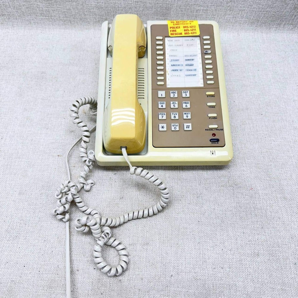 Vintage ATC AT100 Multi-Feature Corded Desk Phone Tan 20-Station Speed Dial